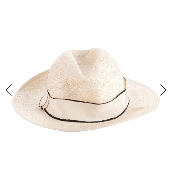 Eres Women\'s Sunhat Ivory with Navy Blue lined Cream Grosgrain Ribbon